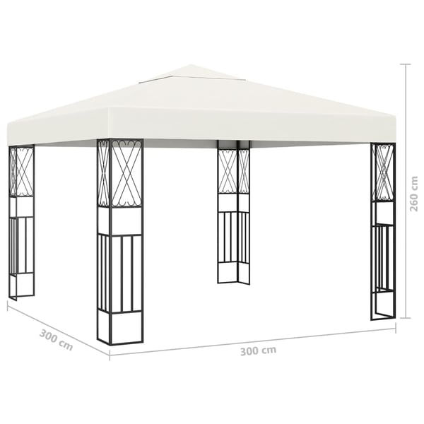 vidaXL Paviljong med LED-lysslynge 3x3 m kremhvit stoff