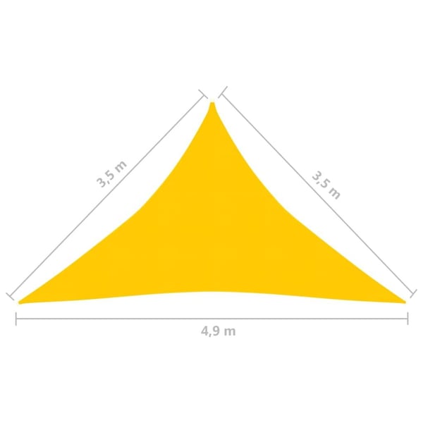 vidaXL solsejl 3,5x3,5x4,9 m 160 g/m² HDPE gul