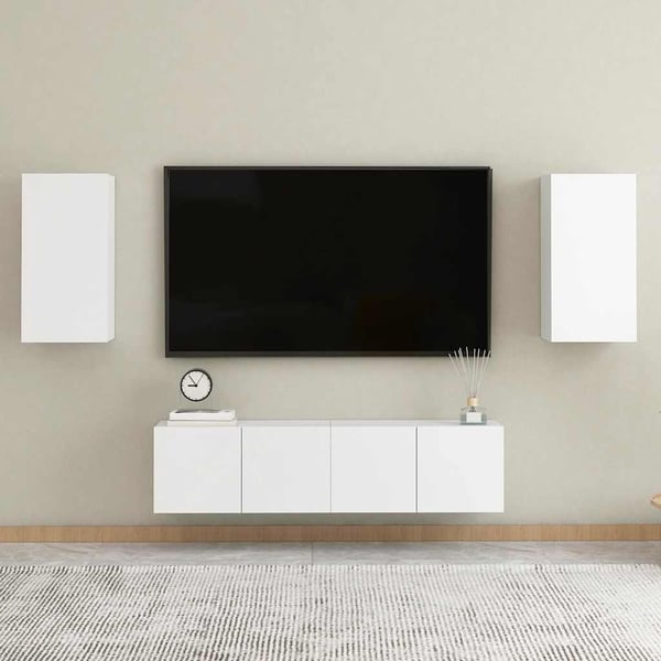 vidaXL TV-benk 2 stk hvit 30,5x30x60 cm konstruert tre