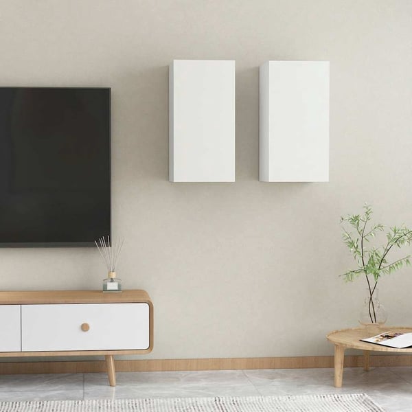 vidaXL TV-benk 2 stk hvit 30,5x30x60 cm konstruert tre