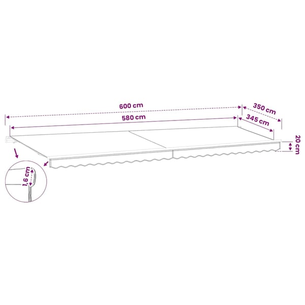vidaXL Erstatningsduk for markise brun 600x350 cm polyester