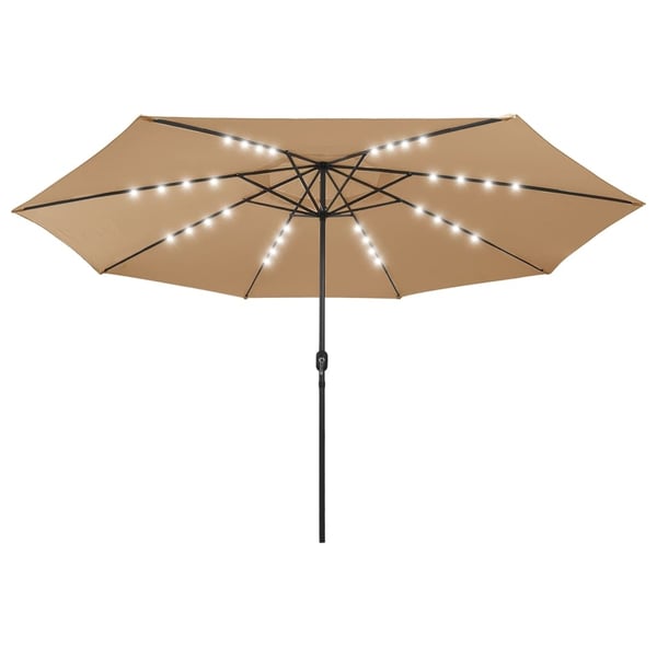 vidaXL haveparasol med LED-lys 400 cm gråbrun