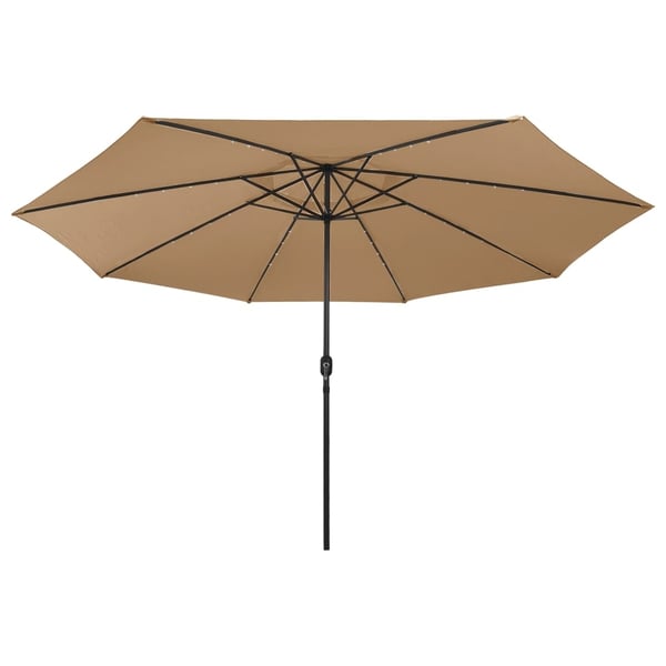 vidaXL haveparasol med LED-lys 400 cm gråbrun