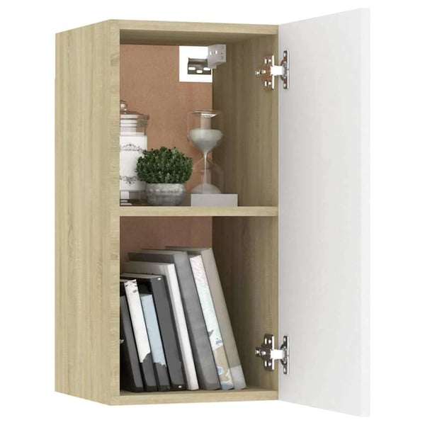 vidaXL TV-benk hvit og sonoma eik 30,5x30x60 cm sponplate