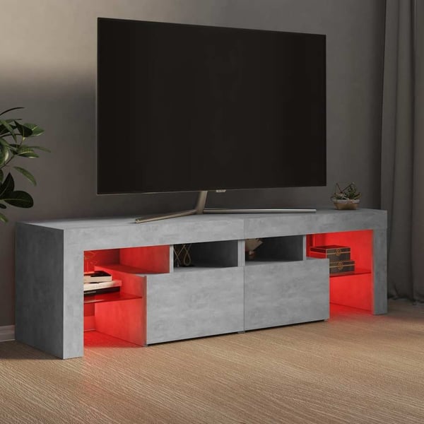 vidaXL TV-benk med LED-lys betonggrå 140x36,5x40 cm