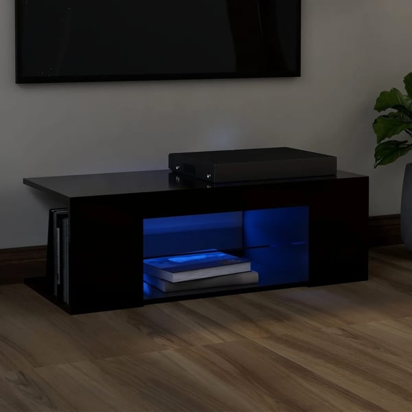 vidaXL TV-taso LED-valoilla musta 90x39x30 cm