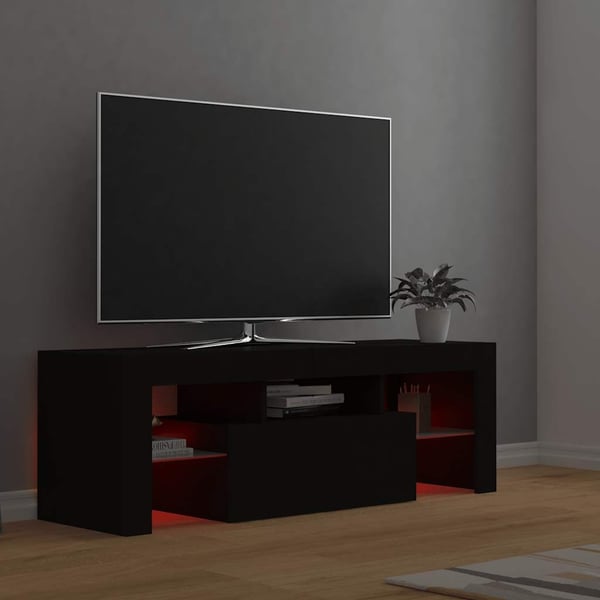 vidaXL tv-bord med LED-lys 120x35x40 cm sort