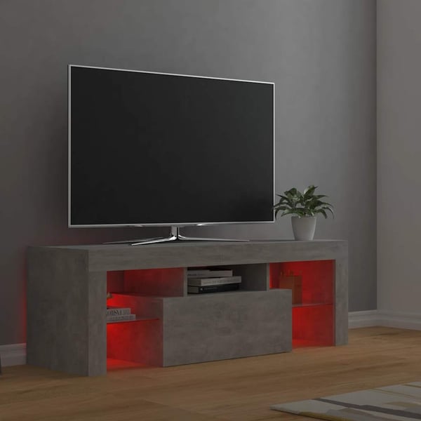 vidaXL TV-benk med LED-lys betonggrå 120x35x40 cm