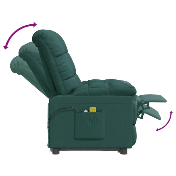 vidaXL Massagefåtölj mörkgrön tyg