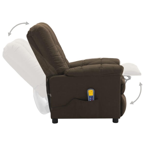 vidaXL Elektrisk massagefåtölj brun tyg