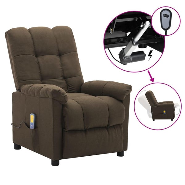 vidaXL Elektrisk massagefåtölj brun tyg