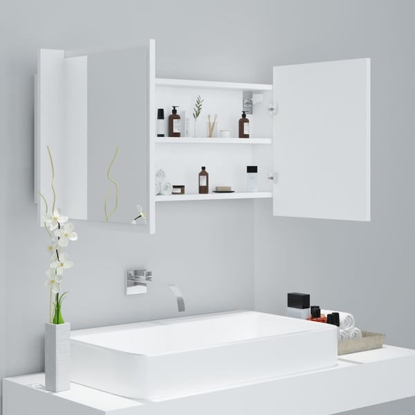 vidaXL LED-speilskap til baderom hvit 90x12x45 cm akryl