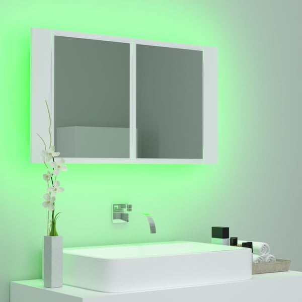 vidaXL LED-speilskap hvit 80x12x45 cm akryl