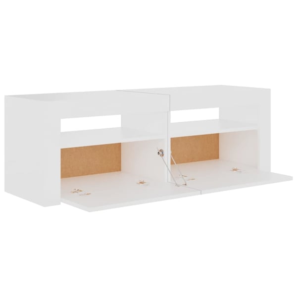 vidaXL TV-benk med LED-lys hvit 120x35x40 cm