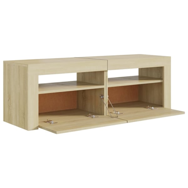 vidaXL TV-benk med LED-lys sonoma eik 120x35x40 cm
