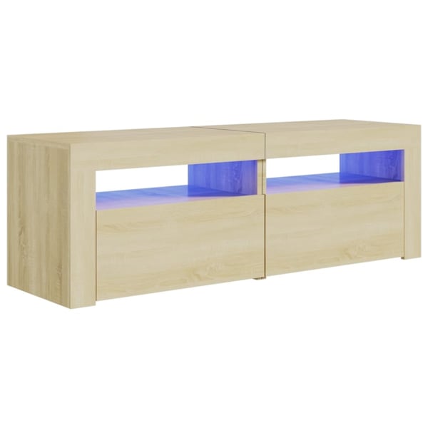 vidaXL TV-benk med LED-lys sonoma eik 120x35x40 cm