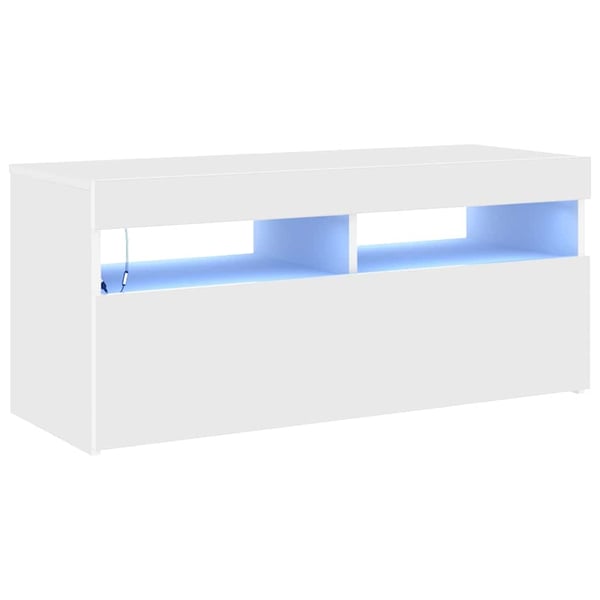 vidaXL TV-benk med LED-lys hvit 90x35x40 cm