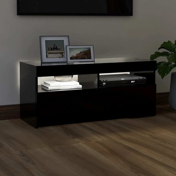 vidaXL tv-bord med LED-lys 90x35x40 cm sort