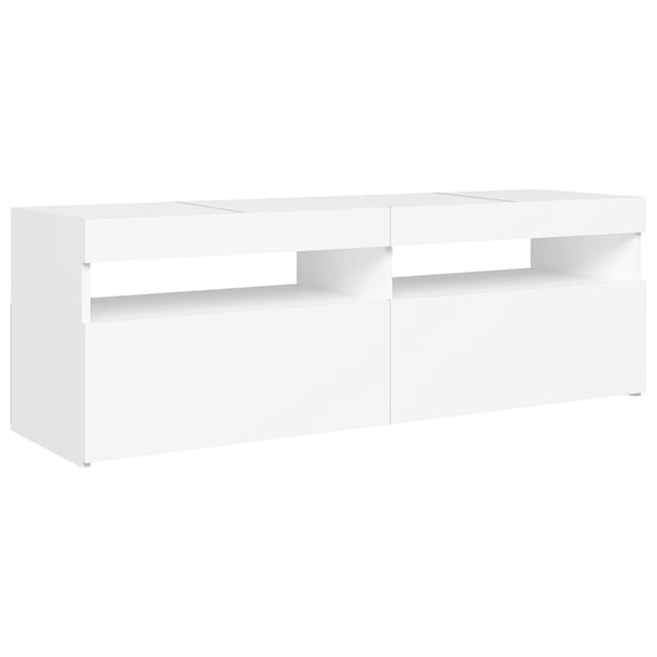 vidaXL TV-benk med LED-lys hvit 120x35x40 cm