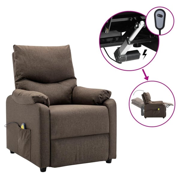 vidaXL Elektrisk massagefåtölj brun tyg