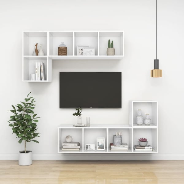 vidaXL Vegghengt TV-benk hvit 37x37x107 cm konstruert tre