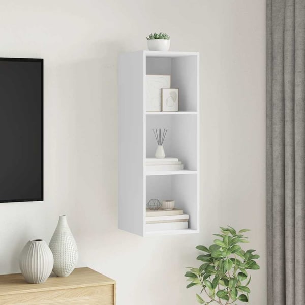 vidaXL Vegghengt TV-benk hvit 37x37x107 cm konstruert tre