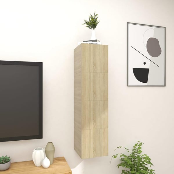vidaXL Vegghengte TV-benker 4 stk sonoma eik 30,5x30x30 cm