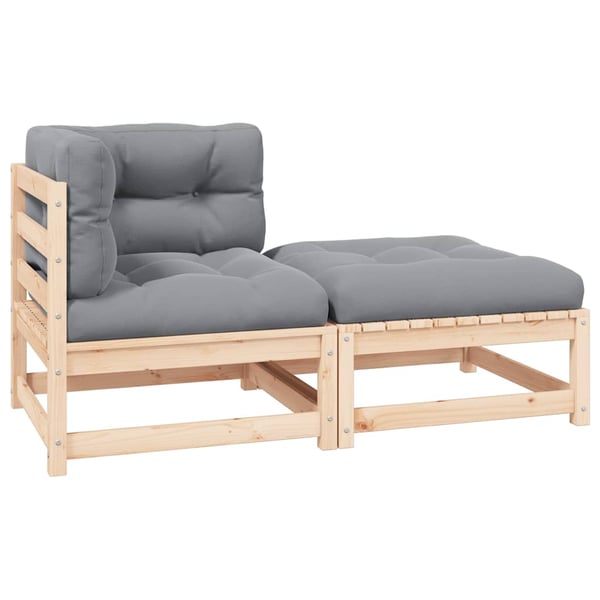 vidaXL Loungegrupp med dynor 2 delar massiv furu