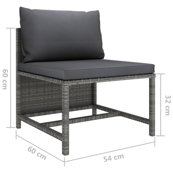 vidaXL loungesæt til haven 9 dele med hynder polyrattan grå