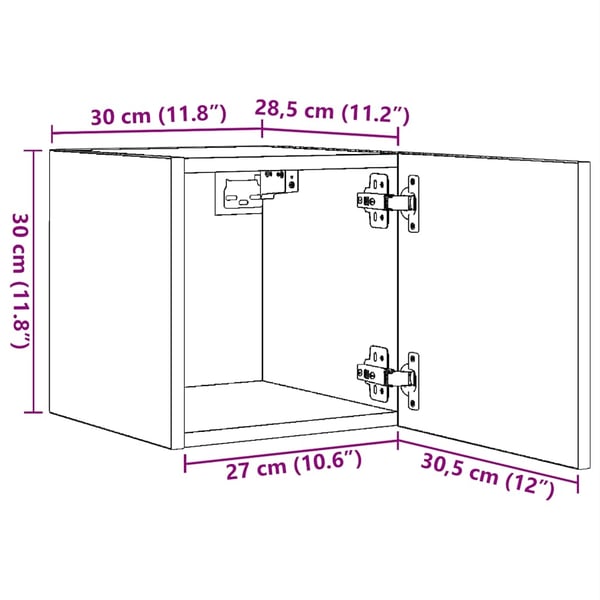 vidaXL væghængt tv-skab 30,5x30x30 cm sort