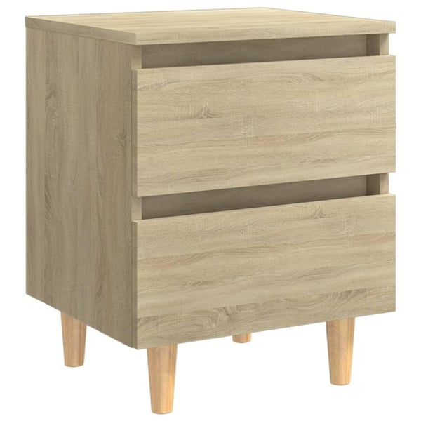 vidaXL Yöpöytä täysmäntyiset jalat Sonoma tammi 40x35x50cm