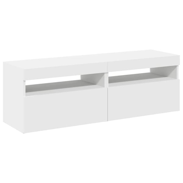 vidaXL TV-benker med LED-lys 2 stk hvit 60x35x40 cm