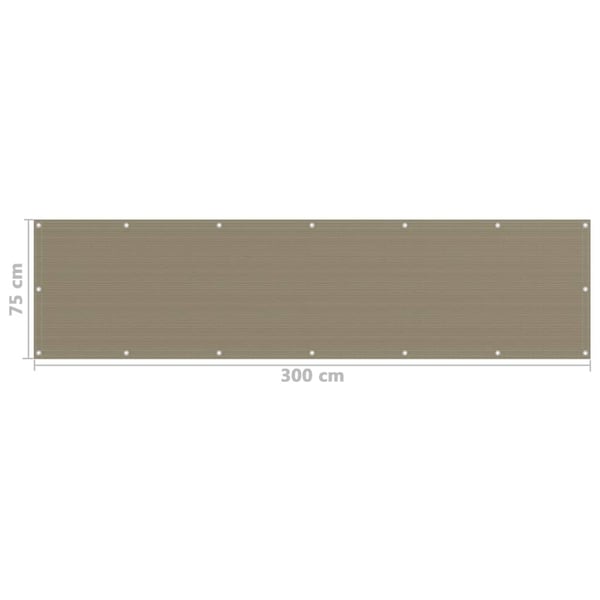 vidaXL Balkongskjerm gråbrun 75x300 cm HDPE