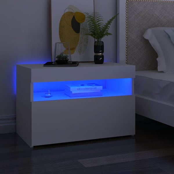 vidaXL TV-benk med LED-lys hvit 60x35x40 cm