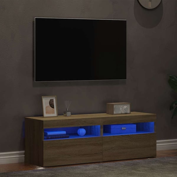 vidaXL TV-benker med LED-lys 2 stk sonoma eik 60x35x40 cm