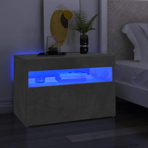 vidaXL TV-benk med LED-lys betonggrå 60x35x40 cm