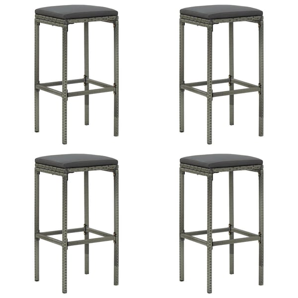 vidaXL havebarsæt 5 dele med hynder polyrattan grå