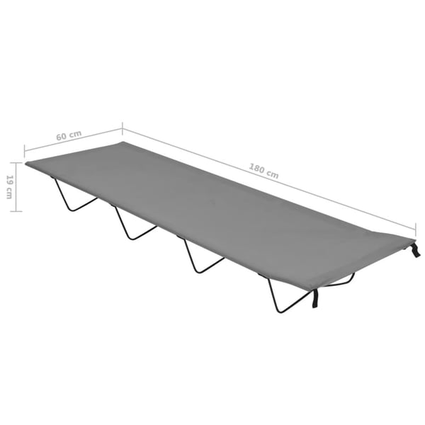 vidaXL Campingsenger 2 stk 180x60x19 cm oxfordstoff og stål grå