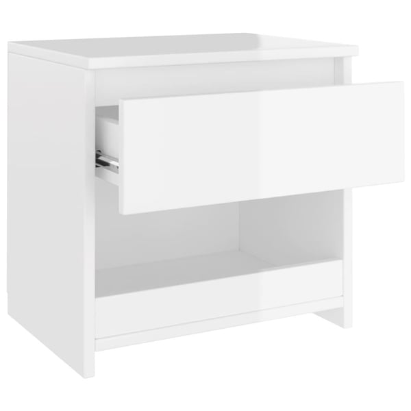 vidaXL Nattbord 2 stk høyglans hvit 40x30x39 cm sponplate