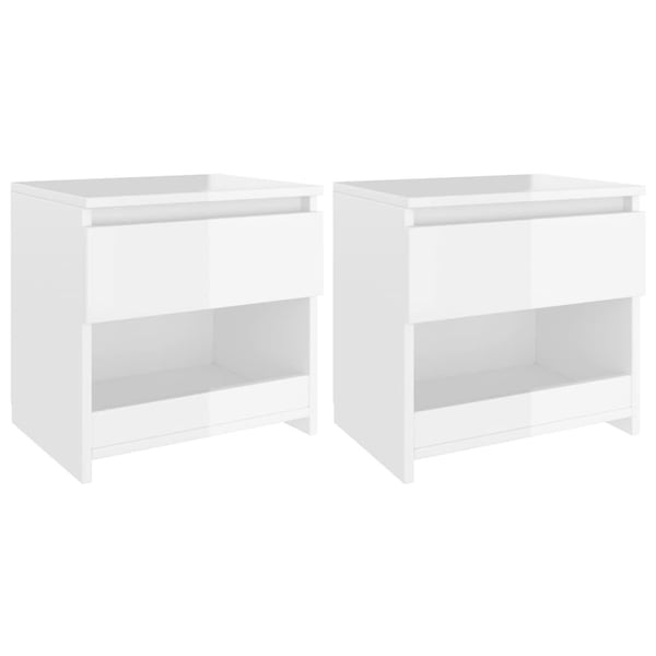vidaXL Nattbord 2 stk høyglans hvit 40x30x39 cm sponplate