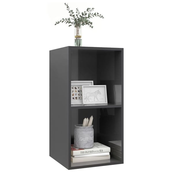 vidaXL Vegghengt TV-benk høyglans grå 37x37x72 cm konstruert tre