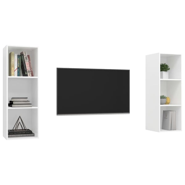 vidaXL Vegghengte TV-benker 2 stk hvit sponplate