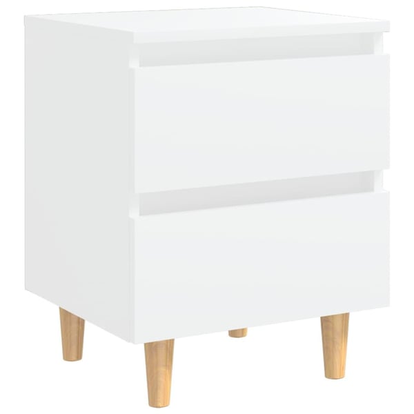 vidaXL Nattbord med heltre furuben 2 stk hvit 40x35x50 cm