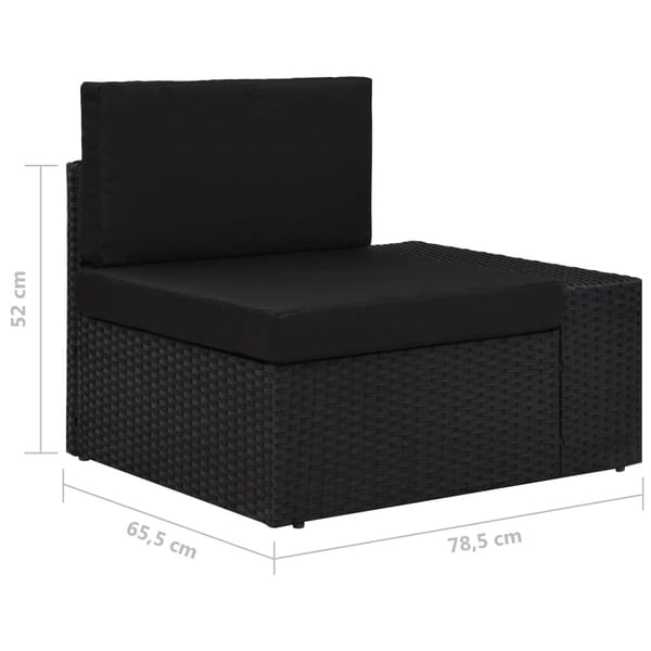 vidaXL loungesæt til haven 5 dele med hynder polyrattan sort