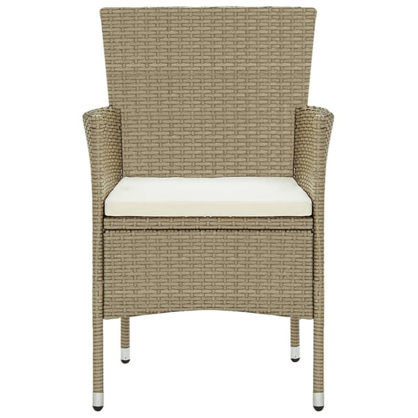 vidaXL spisebordssæt til haven 7 dele polyrattan beige
