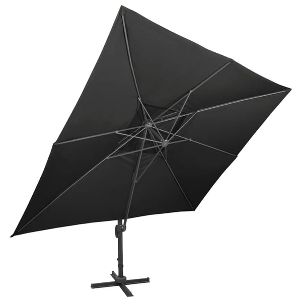 vidaXL hængeparasol med dobbelt top 400x300 cm sort