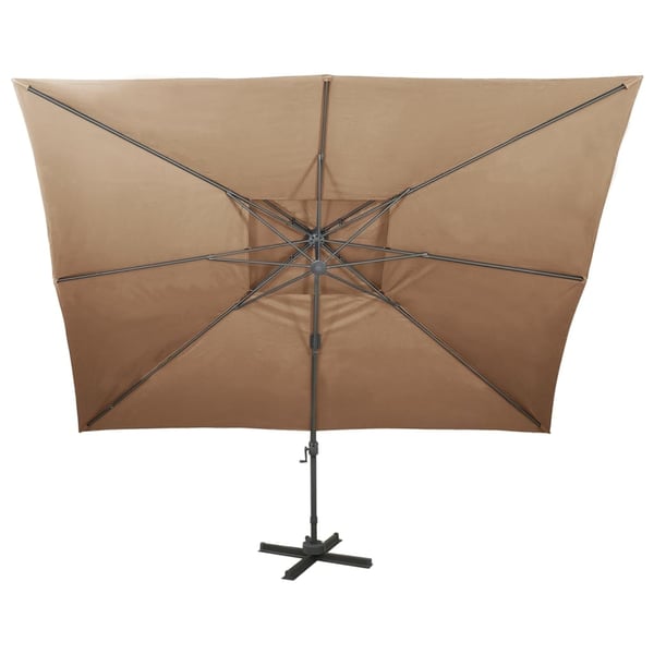 vidaXL hængeparasol med dobbelt top 400x300 cm gråbrun