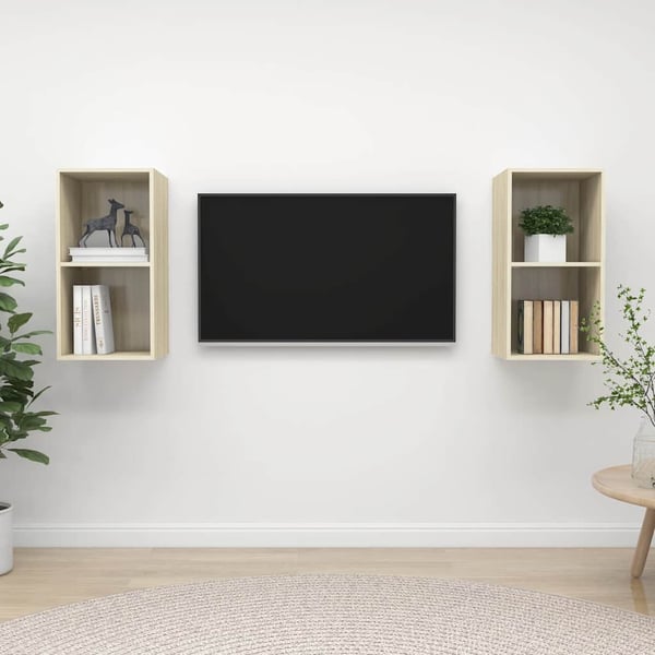 vidaXL Vegghengte TV-benker 2 stk sonoma eik sponplate