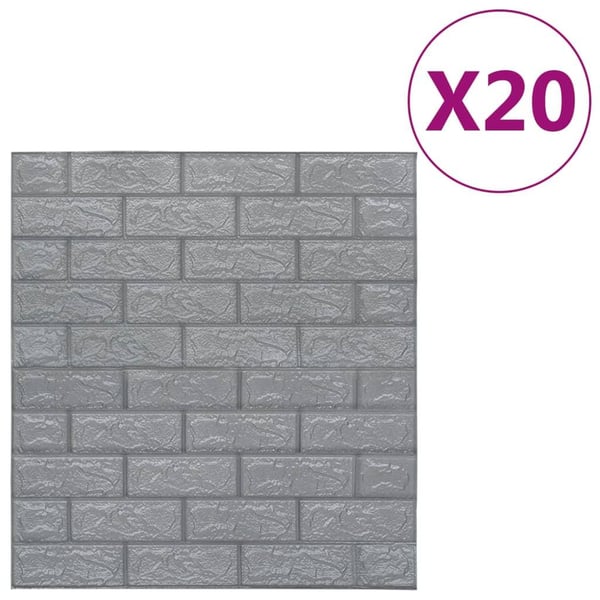 vidaXL 3D-tapet murstein selvklebende 20 stk antrasitt