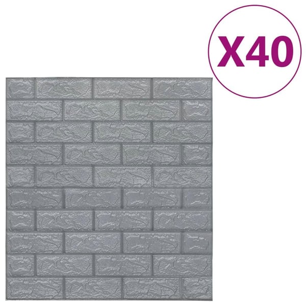vidaXL 3D-tapet murstein selvklebende 40 stk antrasitt